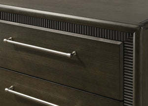 English Elm 1pc Dark Brown Chest 5-Drawer Dresser with Bar Handles & Tapered Feet, 37.3"x17.4"x50.1"H, Stylish B011P342791