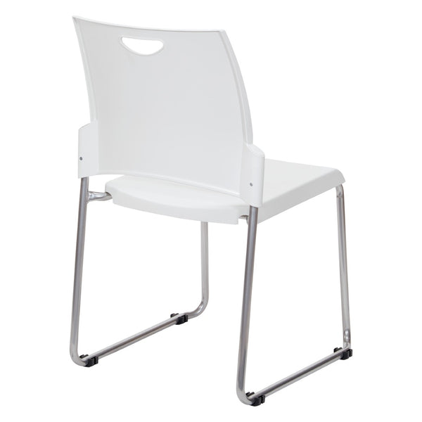 OSP Home Furnishings Sled Base Stackable Commercial Chair with Polyurethane Seat for Office or Classroom Use White STC8302C28-11