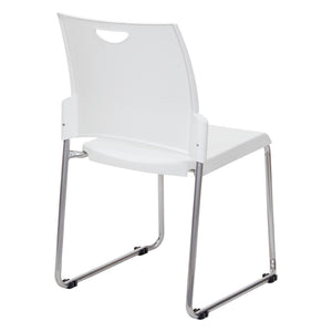 OSP Home Furnishings Sled Base Stackable Commercial Chair with Polyurethane Seat for Office and Lobby Use White STC8302C4-11