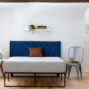 English Elm Weekender Velvet Diamond Tufted Mid-Rise Headboard for King/Cal King in Navy — Adjustable 34–46" B350P395005