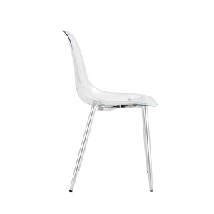 English Elm Table and Chair Set with Marble Glass Top Silver Legs Four Transparent Seats W1151S04648