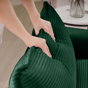 English Elm Modern Fabric Living Room Sofa Set - Plush Green Corduroy, 2 Deep Seat 2-Seater Sofas With Cushions W714S00813