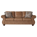 Leinster Faux Leather Sofa & Loveseat Set with Antique Bronze Nailheads - Transitional Style, Espresso Finish, Padded Comfort