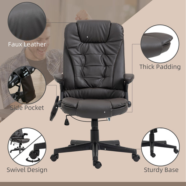 English Elm Homcom High Back Massage Office Chair With 6 Vibration Points & Heated Recline For Comfort & Support W2225P217504