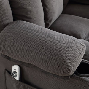 English Elm Swinging reclining massage sofa with 360° swivel, heated 8-point massage, USB & dual cup holders Grey W1521P303177