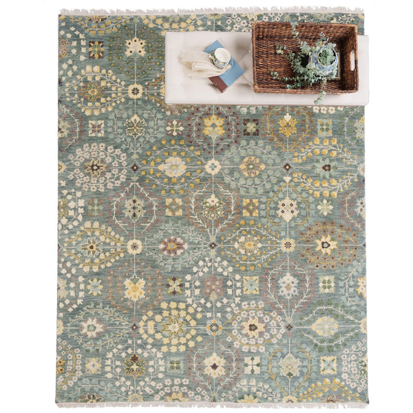 Capel Rugs Kerrington-eisley Exquisite Hand-knotted Wool Area Rug With Sophisticated Transitional Design Robin's Egg, Ivory 100% Wool 1150rs07060906240