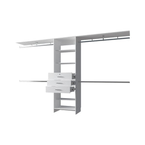 English Elm FM Modular Closet Organizer System with Multiple Hanging Rods, Shelves & Drawers to Maximize Space White 53 L x 21 W x 5 H B128S00051