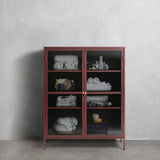 IDEAZ 1150UFAWine Red Steel Short Display Cabinet Red & Golden 1150UFA