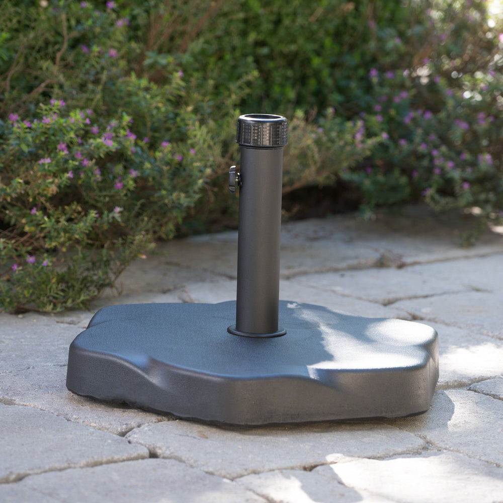 English Elm Christopher Knight Home® - UM-HOLDER Hex Shape 66 lbs Umbrella Base — Black Concrete & Iron, Hexagonal Design, Adapters Included 54794.00BLK