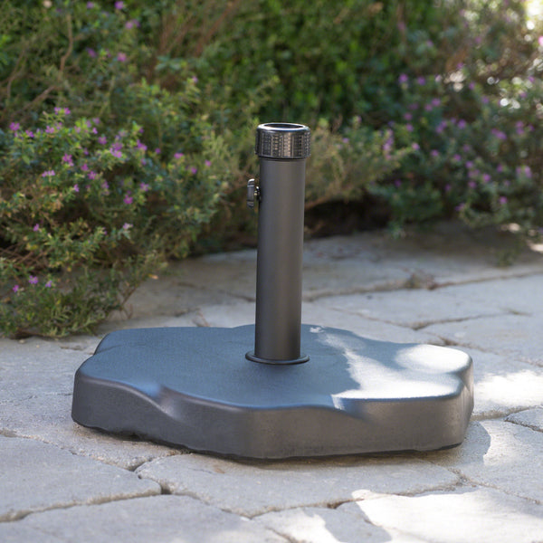 English Elm Christopher Knight Home® - UM-HOLDER Hex Shape 66 lbs Umbrella Base — Black Concrete & Iron, Hexagonal Design, Adapters Included 54794.00BLK