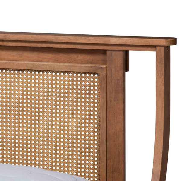 Baxton Studio Baxton Studio Jamila Modern Platform Bed with Elegant Rattan Headboard and Sturdy Wood Frame Design King MG0069-Rattan/Walnut-King