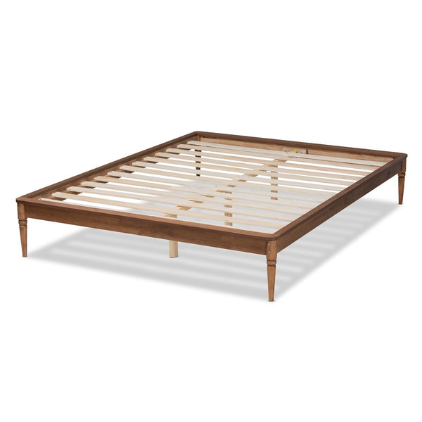 Baxton Studio Baxton Studio Tallis Queen Bed Frame - Classic Walnut Brown Wood Design with Sturdy Support System MG006-1-Walnut-Queen-Frame