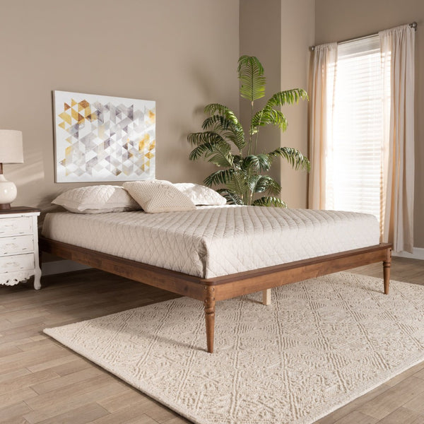 Baxton Studio Baxton Studio Tallis Queen Bed Frame - Classic Walnut Brown Wood Design with Sturdy Support System MG006-1-Walnut-Queen-Frame