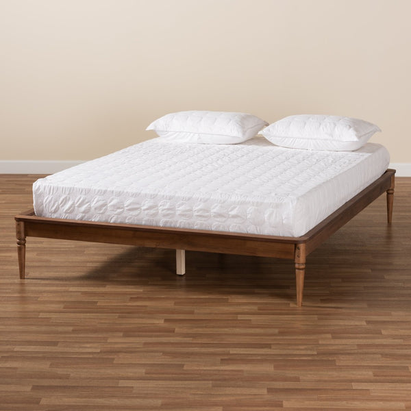 Baxton Studio Baxton Studio Tallis Queen Bed Frame - Classic Walnut Brown Wood Design with Sturdy Support System MG006-1-Walnut-Queen-Frame