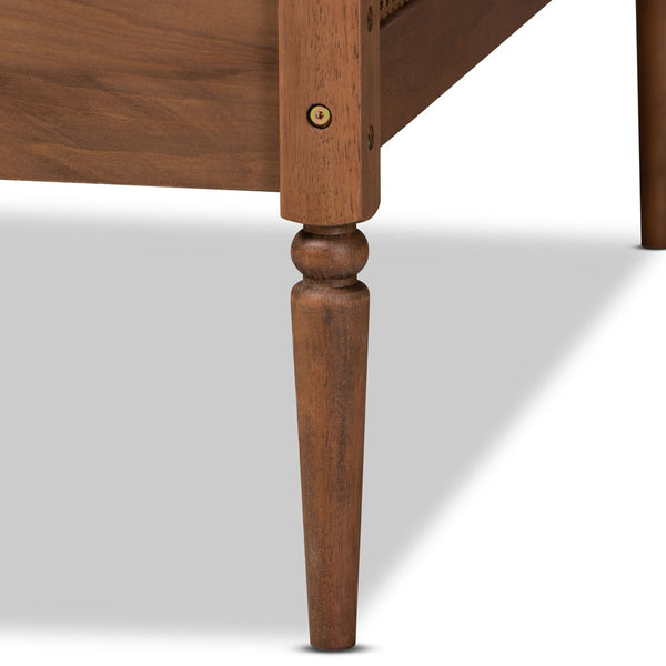 Baxton Studio Baxton Studio Ogden Twin Daybed - Mid-Century Modern Walnut Finish with Stylish Synthetic Rattan Accents MG0074-Rattan/Walnut-Daybed