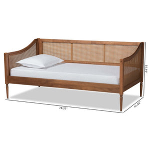 Baxton Studio Baxton Studio Ogden Twin Daybed - Mid-Century Modern Walnut Finish with Stylish Synthetic Rattan Accents MG0074-Rattan/Walnut-Daybed