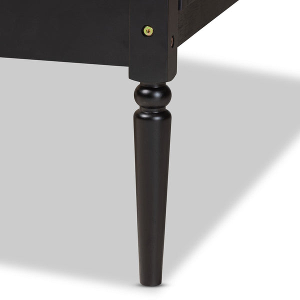 Baxton Studio Baxton Studio Hancock Twin Daybed – Mid-Century Modern Charcoal Wood & Rattan, Stylish & Durable Design MG0075-Black Rattan/Black-Daybed