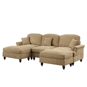 English Elm Classic Comfy Modular U-Shape Sectional Sofa With Removable Skirts, Ottoman, And Stylish Design W3041S00246