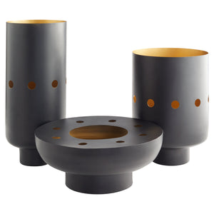 Naktis Vase Black and Brass 11522 Cyan Design