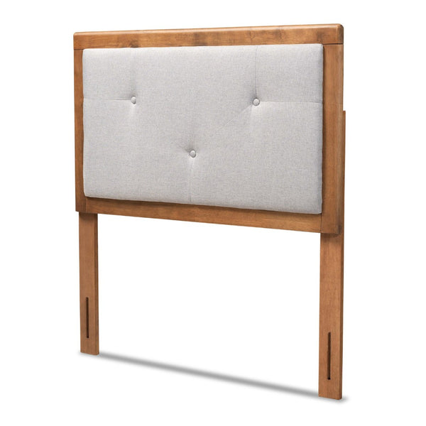 Baxton Studio Baxton Studio Abner Twin Size Headboard - Modern Fabric Upholstered Design with Walnut Finish Light Twin MG9731-Light Grey/Walnut-Twin-HB