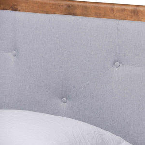 Baxton Studio Baxton Studio Saul Twin Size Platform Bed in Light Grey Fabric & Walnut Wood - Stylish & Versatile Saul-Light Grey/Walnut-Twin