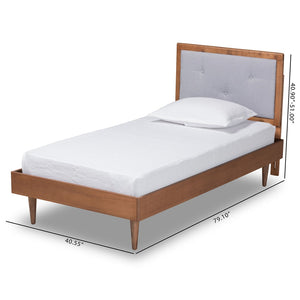 Baxton Studio Baxton Studio Saul Twin Size Platform Bed in Light Grey Fabric & Walnut Wood - Stylish & Versatile Saul-Light Grey/Walnut-Twin