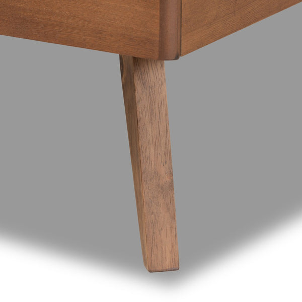 Baxton Studio Baxton Laima Twin Size Platform Bed - Mid-Century Modern Design with Light Grey Upholstery & Walnut Finish Laima-Light Grey/Walnut-Twin