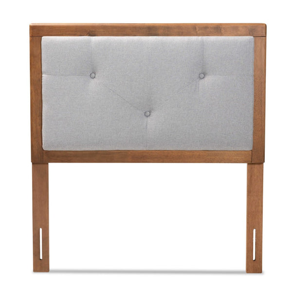 Baxton Studio Baxton Studio Abner Twin Size Headboard - Modern Fabric Upholstered Design with Walnut Finish Light Twin MG9731-Light Grey/Walnut-Twin-HB