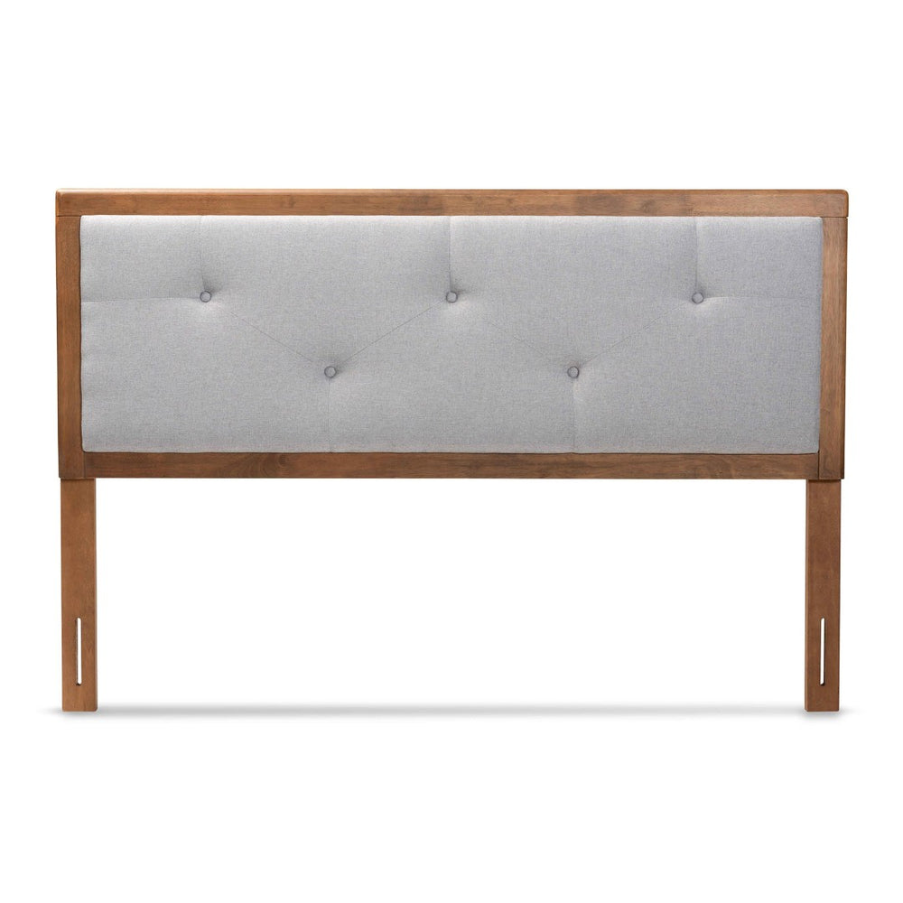 Baxton Studio Baxton Studio Abner Modern Transitional Light Grey Fabric Upholstered Headboard with Walnut Finish Queen MG9731-Light Grey/Walnut-Queen-HB