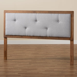 Baxton Studio Baxton Studio Abner Modern Transitional Light Grey Fabric Upholstered Headboard with Walnut Finish Queen MG9731-Light Grey/Walnut-Queen-HB