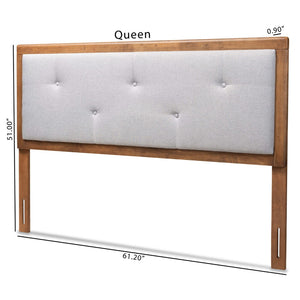 Baxton Studio Baxton Studio Abner Modern Transitional Light Grey Fabric Upholstered Headboard with Walnut Finish Queen MG9731-Light Grey/Walnut-Queen-HB