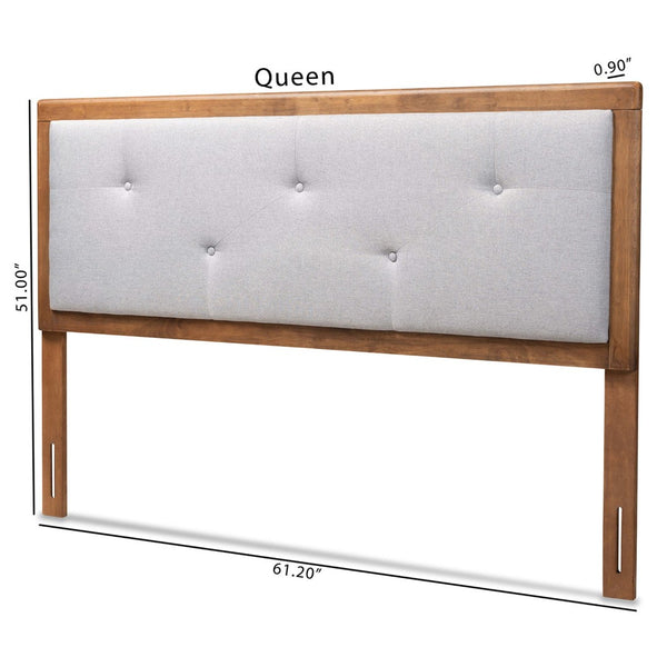 Baxton Studio Baxton Studio Abner Modern Transitional Light Grey Fabric Upholstered Headboard with Walnut Finish Queen MG9731-Light Grey/Walnut-Queen-HB