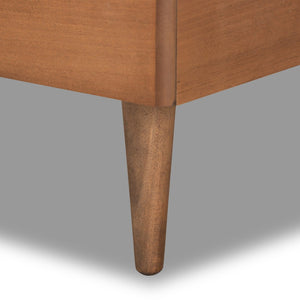 Baxton Studio Baxton Studio Saul Twin Platform Bed - Mid-Century Modern Design with Dark Grey Upholstery & Walnut Wood Saul-Dark Grey/Walnut-Twin