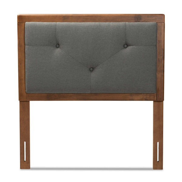 Baxton Studio Baxton Studio Abner Twin Size Headboard - Modern Fabric Upholstered Design with Walnut Finish Dark Twin MG9731-Dark Grey/Walnut-Twin-HB