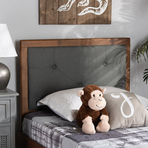 Baxton Studio Baxton Studio Abner Twin Size Headboard - Modern Fabric Upholstered Design with Walnut Finish Dark Twin MG9731-Dark Grey/Walnut-Twin-HB