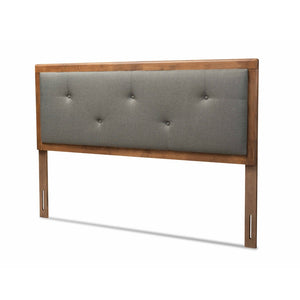 Baxton Studio Baxton Studio Abner Twin Size Headboard - Modern Fabric Upholstered Design with Walnut Finish Dark Queen MG9731-Dark Grey/Walnut-Queen-HB