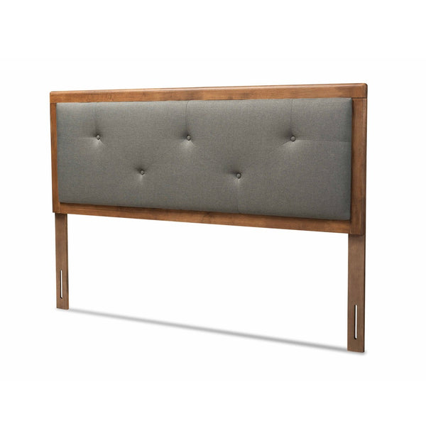 Baxton Studio Baxton Studio Abner Twin Size Headboard - Modern Fabric Upholstered Design with Walnut Finish Dark Queen MG9731-Dark Grey/Walnut-Queen-HB