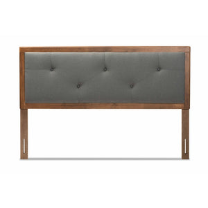 Baxton Studio Baxton Studio Abner Twin Size Headboard - Modern Fabric Upholstered Design with Walnut Finish Dark Queen MG9731-Dark Grey/Walnut-Queen-HB