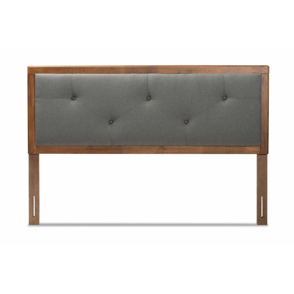 Baxton Studio Baxton Studio Abner Twin Size Headboard - Modern Fabric Upholstered Design with Walnut Finish Dark Queen MG9731-Dark Grey/Walnut-Queen-HB
