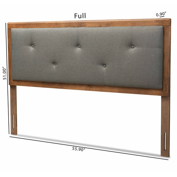 Baxton Studio Baxton Studio Abner Twin Size Headboard - Modern Fabric Upholstered Design with Walnut Finish Dark Queen MG9731-Dark Grey/Walnut-Queen-HB