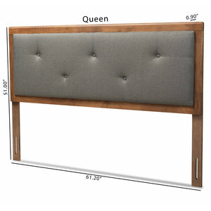 Baxton Studio Baxton Studio Abner Twin Size Headboard - Modern Fabric Upholstered Design with Walnut Finish Dark Queen MG9731-Dark Grey/Walnut-Queen-HB