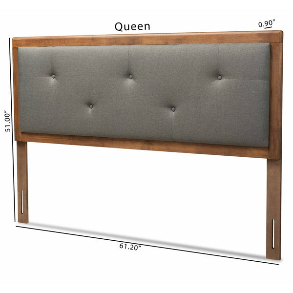 Baxton Studio Baxton Studio Abner Twin Size Headboard - Modern Fabric Upholstered Design with Walnut Finish Dark Queen MG9731-Dark Grey/Walnut-Queen-HB