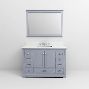 English Elm Dark Grey Single Bath Vanity 48 in W x 22 in D with Cultured Marble Top, Chrome Faucet & 46 in Mirror B2731S01292