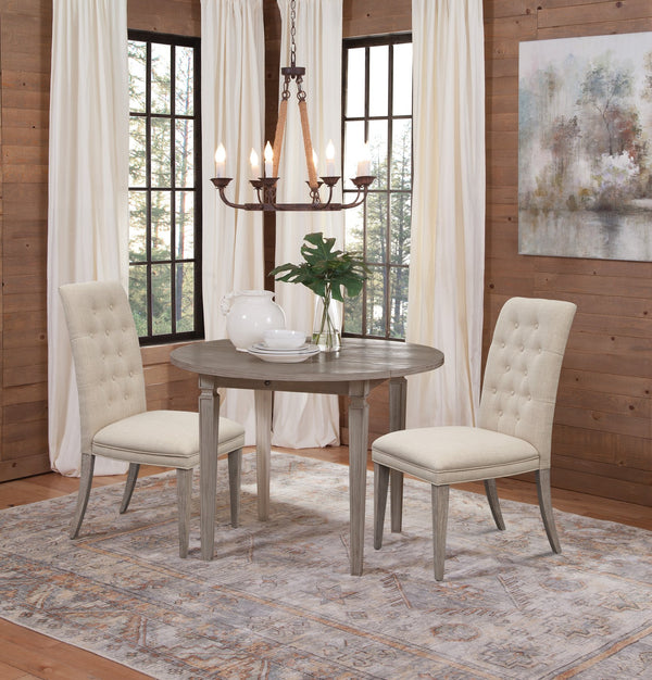 Basset Mirror Bellamy Elegant Beige Upholstered Dining Chair Set Of 2 With Tufted Back & Ash Gray Legs Brown Rubberwood Solids 1153-dr-803-2