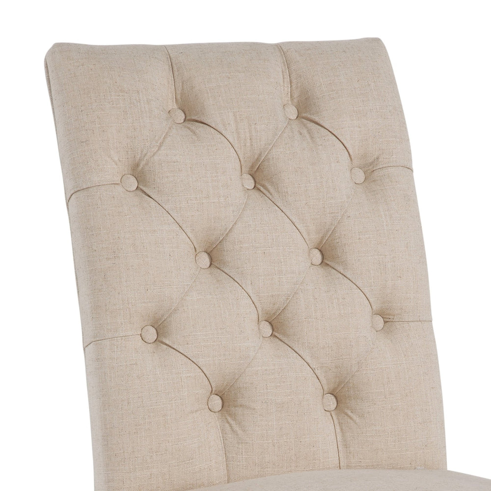 Basset Mirror Bellamy Elegant Beige Upholstered Dining Chair Set Of 2 With Tufted Back & Ash Gray Legs Brown Rubberwood Solids 1153-dr-803-2