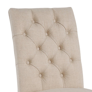 Basset Mirror Bellamy Elegant Beige Upholstered Dining Chair Set Of 2 With Tufted Back & Ash Gray Legs Brown Rubberwood Solids 1153-dr-803-2