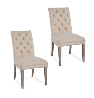 Basset Mirror Bellamy Elegant Beige Upholstered Dining Chair Set Of 2 With Tufted Back & Ash Gray Legs Brown Rubberwood Solids 1153-dr-803-2