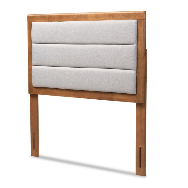 Baxton Studio Baxton Studio Modern Upholstered Headboard with Walnut Finish and Adjustable Height for Cozy Bedrooms Light Twin MG9732-Light Grey/Walnut-Twin-HB