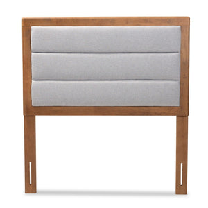 Baxton Studio Baxton Studio Modern Upholstered Headboard with Walnut Finish and Adjustable Height for Cozy Bedrooms Light Twin MG9732-Light Grey/Walnut-Twin-HB