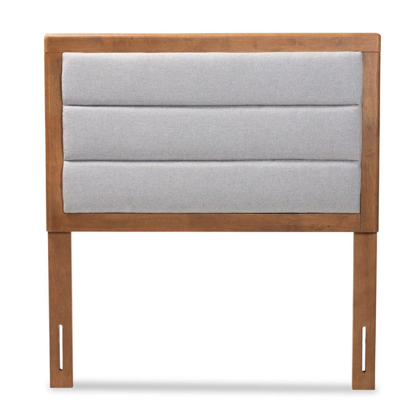 Baxton Studio Baxton Studio Modern Upholstered Headboard with Walnut Finish and Adjustable Height for Cozy Bedrooms Light Twin MG9732-Light Grey/Walnut-Twin-HB
